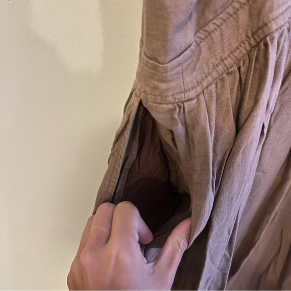 Wilfred Aritzia Adelia Linen Dress Midi Knot Tie Button Nutmeg Tan Brown Size 4 - Picture 12 of 12